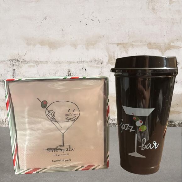 kate spade Other - Kate Spade NWT Holiday Party Cocktail Napkin Set & Reuseable Cup